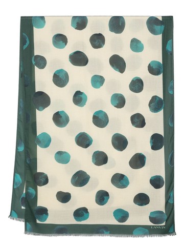 Lanvin - polka dot-print fine-knit scarf - women - Modal/Cashmere - One Size - Yellow