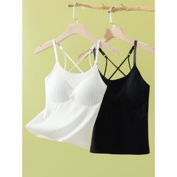 夏季薄款美背吊帶內衣女帶胸墊無痕文胸一體內搭外穿冰絲涼感背心