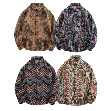 古巴vintage襯衫男寬松秋冬裝日系毛呢外套復古著長袖襯衣情侶潮