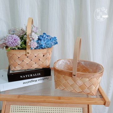 現貨🔺手提防水編織籃 開發票 竹編籃 花籃 水果籃 野餐籃 插花 盆器 提籃 籃子 藤編籃 編織籃 竹籃 禮盒 禮物包裝