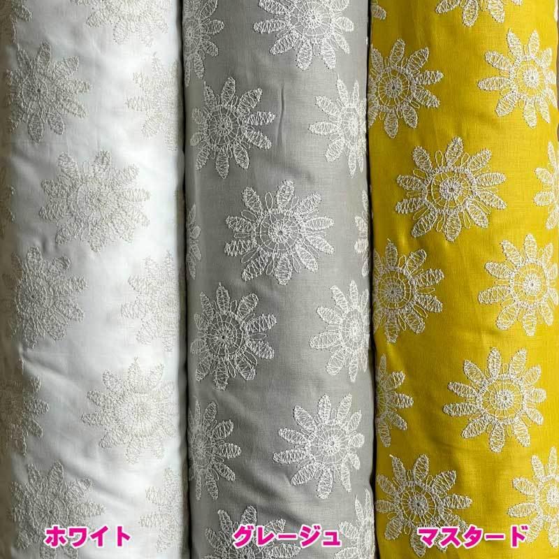 60Sコーマローン刺繍 綿100%生地 110cm 刺しゅう 40-0126