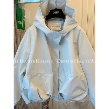 2025春秋新款女士時尚洋氣休閑短款風衣外套寬松連帽沖鋒衣夾克服