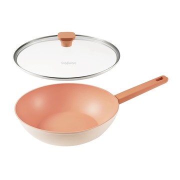 【康寧密扣Snapware】Roselle優雅鈦不沾炒鍋(含鍋蓋)30公分 / IH爐適用