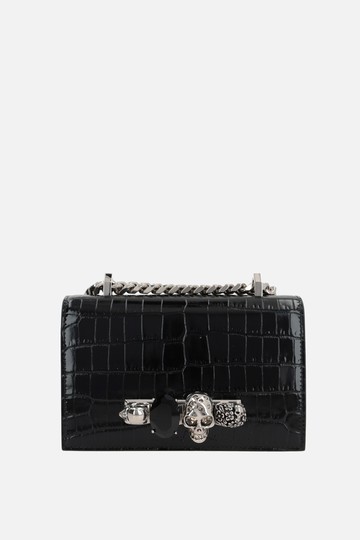 ALEXANDER McQUEEN Jewelled Satchel mini crocodile embossed leather crossbody bag Woman