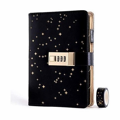 星空鍵付き パスワード 日記帳 システム手帳ノート 秘密 夢幻 メモ帳 6穴リング シンプル おしゃれ メモ帳 黒 通販 Lineポイント最大get Lineショッピング