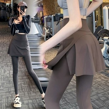 📣爆款推薦📣高腰瑜伽褲裙假兩件遮臀防走光羽毛球服網球外穿服跑步運動健身褲 V0BZ