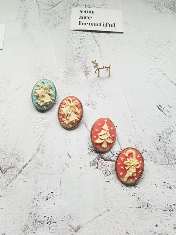 藍色聖誕鈴鐺胸針胸花節日趣味胸章