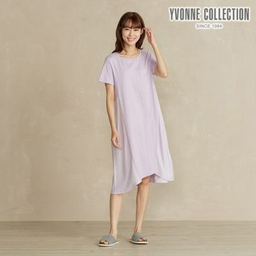 YVONNE 以旺傢飾 【竹纖維】麻花剪接短袖洋裝-薰衣草紫