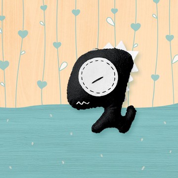 手工不織布吊飾鑰匙圈 _ 瞇瞇眼小恐龍