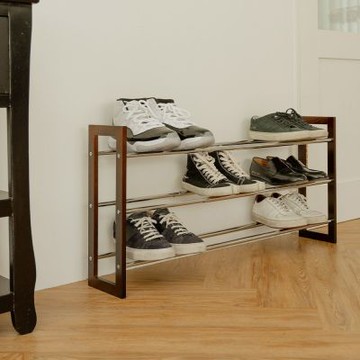 【H&R安室家】台製木質三層伸縮鞋架 SH75A