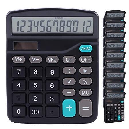 LICHAMP Desk Calculators with Big Buttons and Large Display, Office Desktop Calculator Basic 12 Digit with Solar Power and AA Battery (Included), 10 B