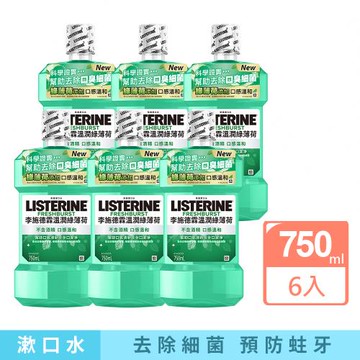 李施德霖 溫潤綠薄荷無酒精漱口水750mlx6(箱購)