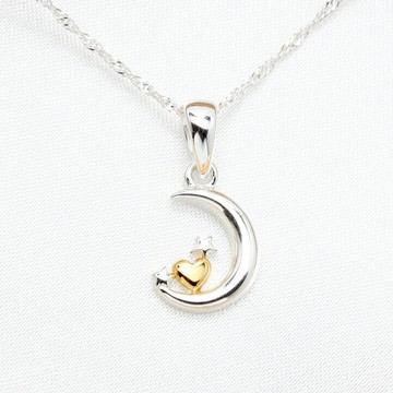 【Angel & Me】心月相依 s925 純銀 星星 月亮 項鍊 生日禮物