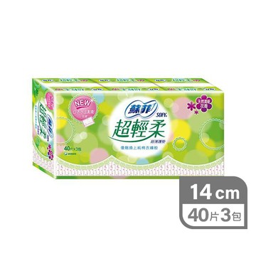 蘇菲超輕柔超薄護墊40片3入清新花香