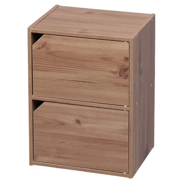 IRIS OHYAMA 愛麗思歐雅瑪 木質居家時尚附門二層櫃 MDB-2D  原木色  1個  寬36.6×深29×高49.4