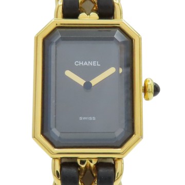 CHANEL 香奈兒 黑色錶盤 皮革鍊帶 Premiere XL 腕錶 H0001 【二手名牌BRAND OFF】