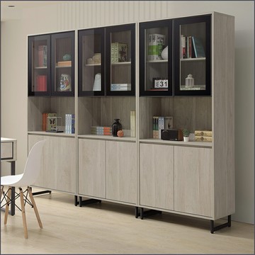 8尺組合書櫃 置物櫃 收納櫃 層櫃 空櫃 門櫃 隔間櫃 抽屜櫃 玄關櫃【163A54302】Leader傢居館163-HY873X3+HY859腳X3