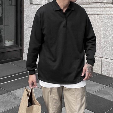 ［FJ select］現貨 重磅 街頭風 寬鬆 polo衫 長袖 polo 領子 男生長袖 長袖POLO衫 長袖上衣