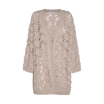 Brunello Cucinelli - Beige Virgin Wool Sequin Cardigan