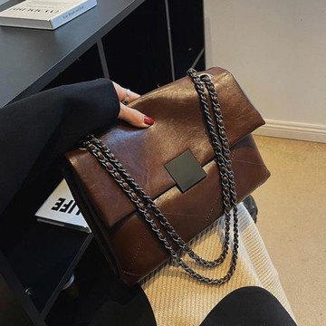 法國FMKDA復古郵差包女2025新款高級感真皮鏈條包洋氣單肩斜挎包