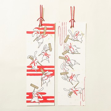 賞月兔 書籤組 書籤 水引 閱讀 本 日本 和風 兔子 滿月 搗麻糬