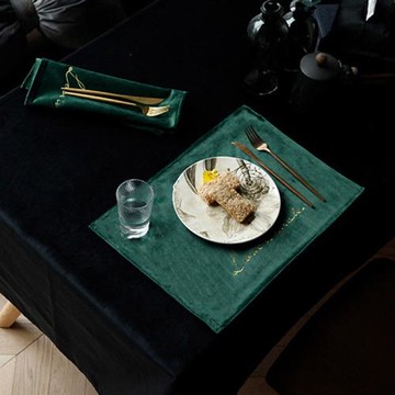 墨綠色絲絨餐墊圣誕北歐簡約ins風西餐桌墊隔熱墊防燙杯墊高級灰
