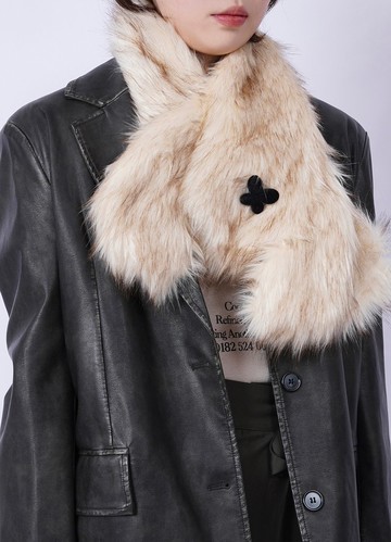 REBIRTH野生設定原創辣妹秋冬加厚毛絨保暖小狗圍巾拼接百搭女款