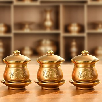 供佛供水杯純銅圣水杯凈水杯家用佛堂奉觀音杯仙家貢杯佛具用品擺