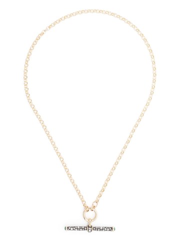 Lucy Delius Jewellery - 14kt yellow gold diamond and emerald T-bar necklace - women - Emerald/14kt Gold/Diamond - One Size