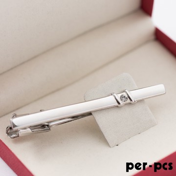 per-pcs 紳士高品味鑲鑽領帶夾_亮銀(317-0136)