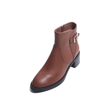 KOKKO簡約中不失個性柔軟羊皮短靴褐色