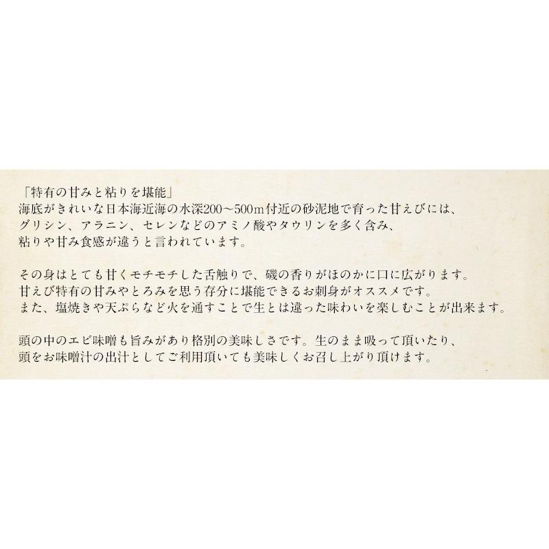 甘エビ 甘えび 子なし 小サイズ 500g（約40〜50尾入り）刺身用 越前産 甘えび 海老 えび エビ 贈り物 お祝い  プレゼント ギフト 冬グルメ 冬ギフト