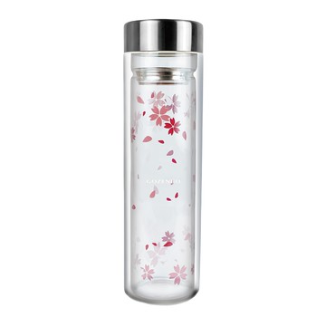 GOZENBO 御膳坊 雙層濾網玻璃杯  櫻花  500ml  1個