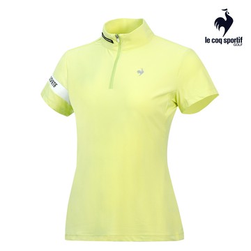 【LE COQ SPORTIF GOLF公雞高爾夫】女款淺綠色經典百搭彈力拉鍊立領短袖棉衫 QLR2T212