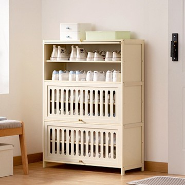 Happylife 楠竹奶白透氣翻門鞋櫃 七層80公分 Y12220