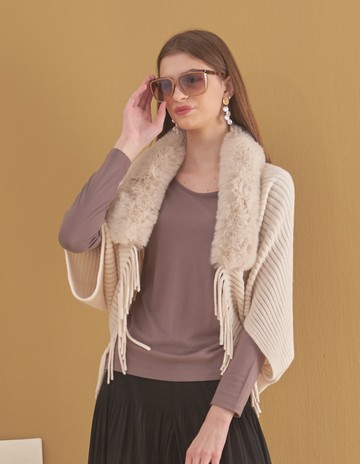 ★【喜芝梅】歐洲名門仕女仿貂毛披肩(五色；F) 225790695