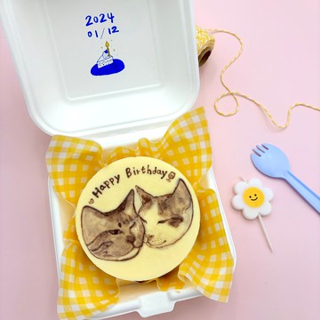 4吋毛孩|2個大頭 手繪蛋糕  桃園客製化生日蛋糕  重乳酪 似顏繪