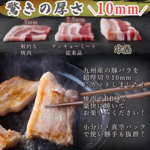 厚さ10ｍｍ！九州産豚バラ焼肉と豚バラスライスセット＜計1.8kg＞ a0-269