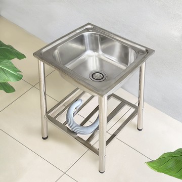 中型不鏽鋼水槽 (可安裝水龍頭) HS50