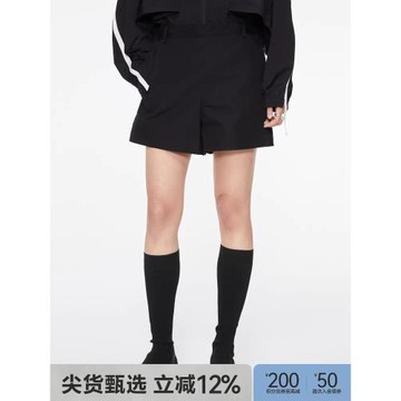 JNBY/江南布衣折扣春夏短褲100%棉寬松水洗牛仔拼接簡約通勤女