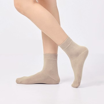 經典素面休閒短襪 - M奶茶色