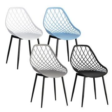 【IDEA】編織鏤空曲線簡約休閒椅/餐椅灰色