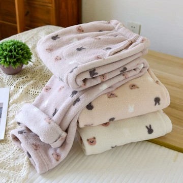 搖粒絨冬季保暖睡褲女 法蘭絨居家褲秋冬季刷毛加厚保暖寬鬆直筒家居褲