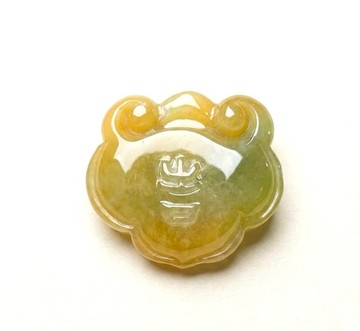 黃加綠翡翠如意平安鎖項鍊 | 天然緬甸玉翡翠A貨 | 送禮