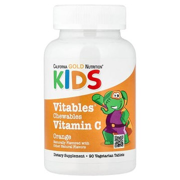 California Gold Nutrition, 兒童維生素 C 咀嚼片，含生物類黃酮，橙味，90 片素食片