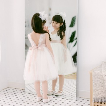 【 la petite Citron 】  Her Dress手工小禮服 日常經典後背V洋裝– Mia 米白綁帶洋裝