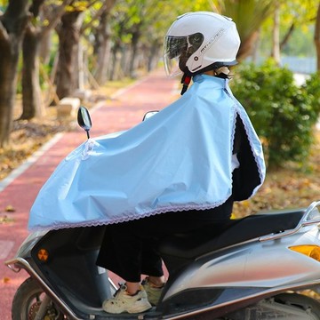 【臺灣出貨】電動車防曬披肩防紫外線防水斗篷式防曬衣黑膠女摩托車披風夏涼款