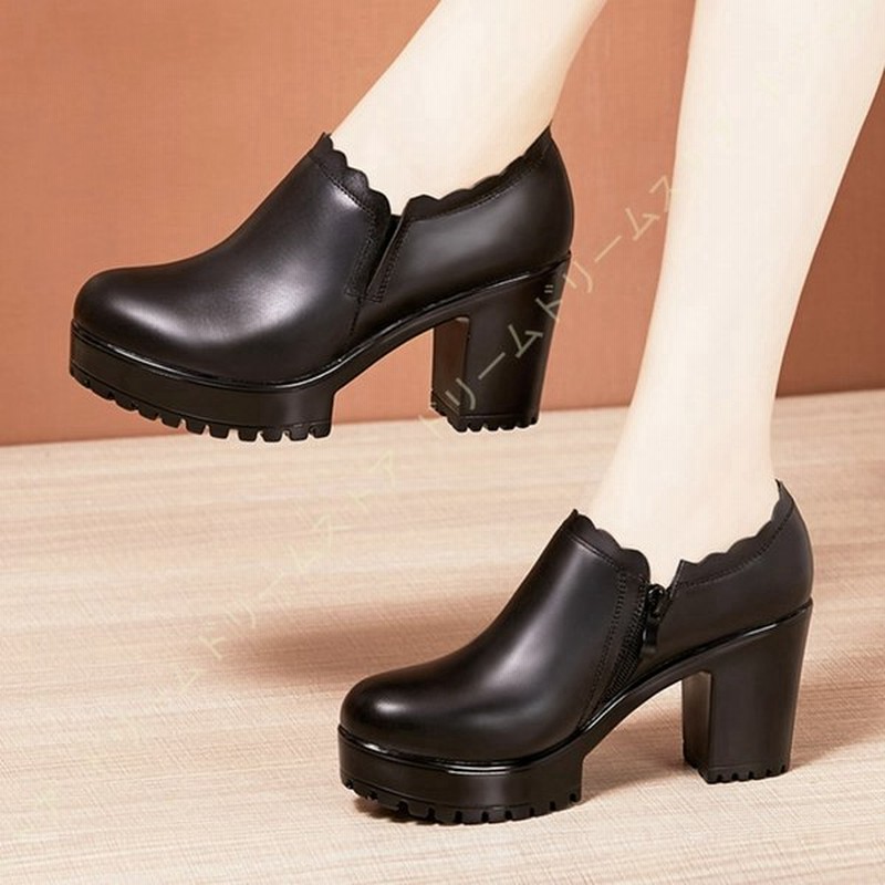 ブーティ 厚底靴 厚底 パンプス レディース ハイヒール 太ヒール 10cmヒール 厚底ブーツ 疲れない アンクルブーツ 痛くない 黒 ファスナー付 8cm ブーツ 通販 Lineポイント最大0 5 Get Lineショッピング