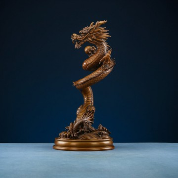 ??可開發票??免運 銅欣祥 紫銅龍擺件《盤龍戲珠》銅工藝品 辦公室客廳桌面家居飾品
