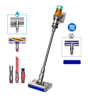 【福利品三主頭組送滾筒】Dyson V12s Detect Slim Submarine™ 乾濕全能洗地吸塵器 (黃色)